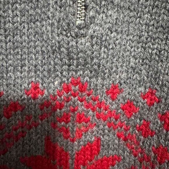 J. Crew vintage 100% wool knit 1/4 zip sweater size small gray/red - Picture 5 of 7
